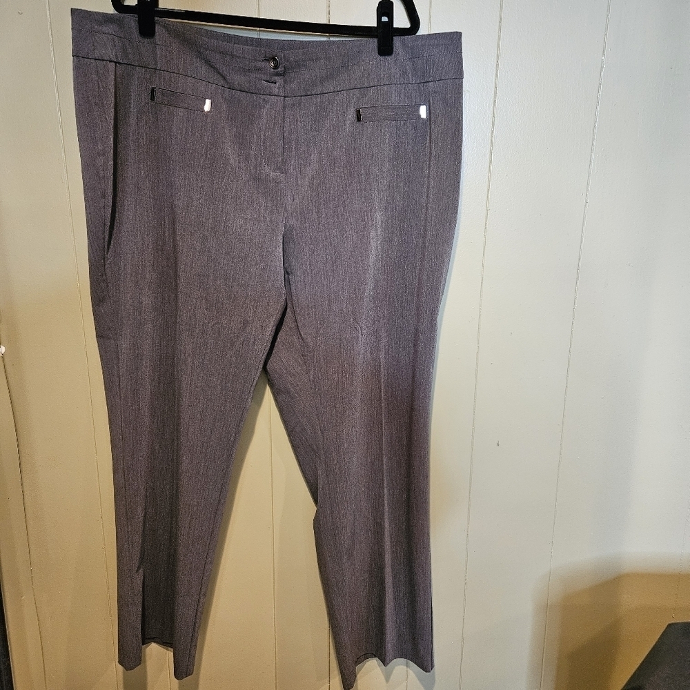 Avenue Gray Ankle-Length Pants, Plus-Size 20, Stretchy, Office, Formal Occasion
